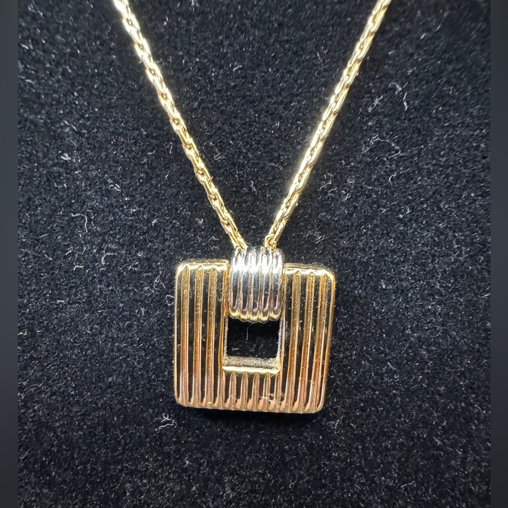 Christian Dior Two Toned Square Pendant and Gold Necklace - Full Inclusion